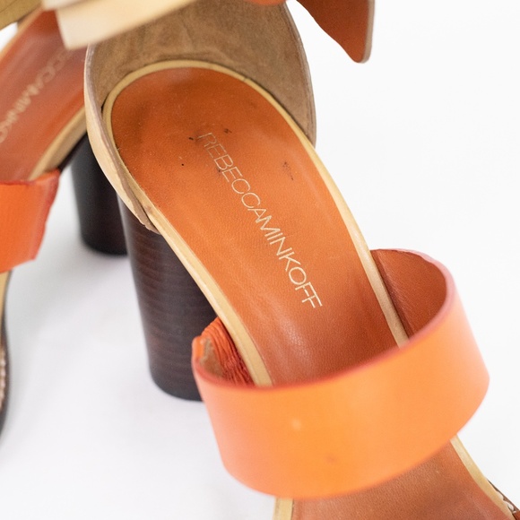 Rebecca Minkoff Orange Sandals Strappy Stacked Heels 10M - Picture 12 of 14